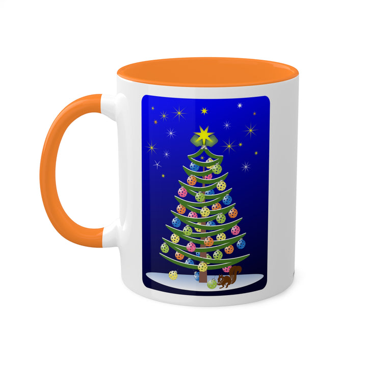 Pickleball Christmas Tree Coffee Mug-Dark Sky - Great Pickleball Stuff