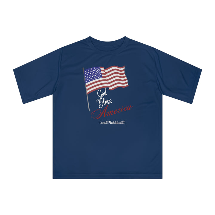 God Bless America and Pickleball Unisex Moisture-Wicking T-Shirt - Great Pickleball Stuff