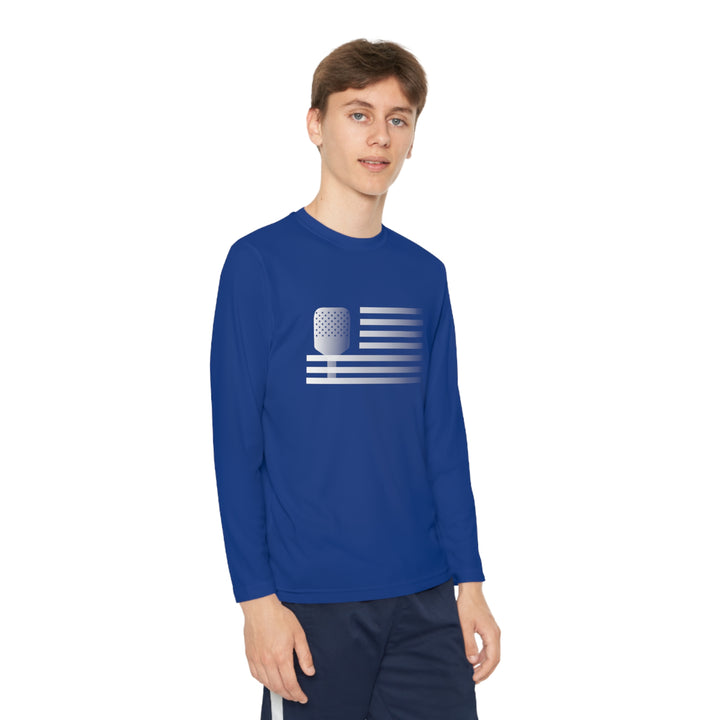 Paddle Flag  Youth Long Sleeve Moisture-Wicking T-Shirt - Great Pickleball Stuff