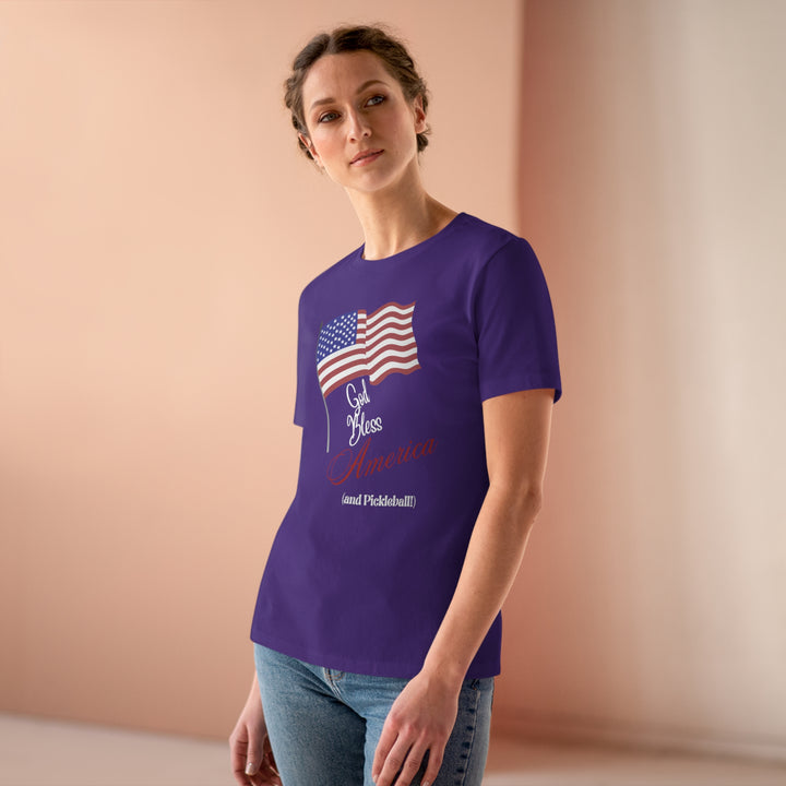 God Bless America and Pickleball Women's Relaxed-Fit T-shirt - Great Pickleball Stuff