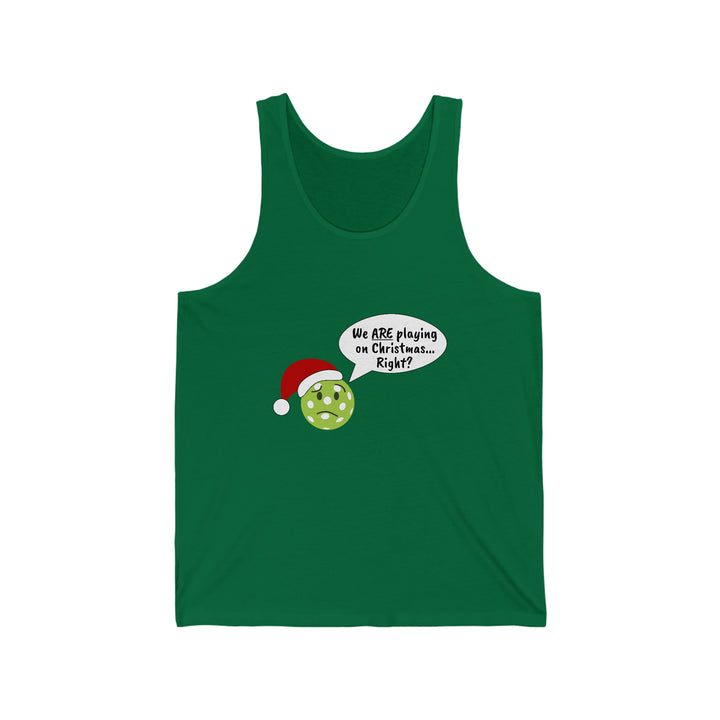 Pickleball Playing on Christmas Unisex Cotton Tank - Great Pickleball Stuff