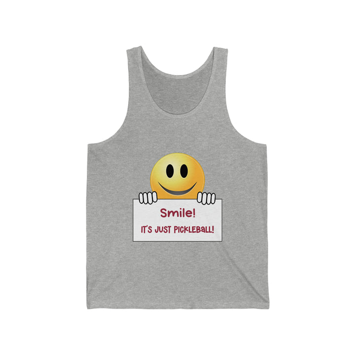 Smile It's Just Pickleball Unisex Cotton Tank - Great Pickleball Stuff