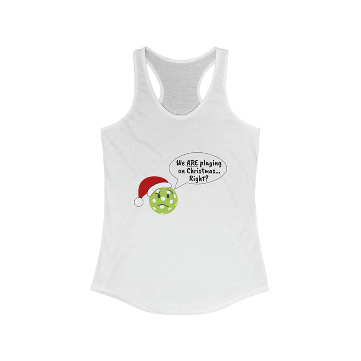 Pickleball Playing on Christmas Women's Racerback Tank - Great Pickleball Stuff