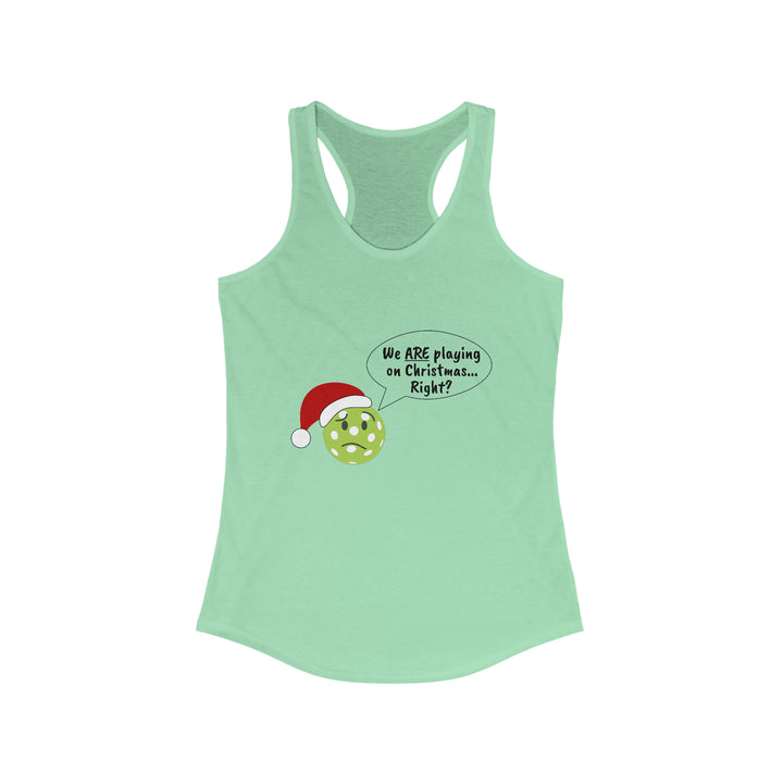 Pickleball Playing on Christmas Women's Racerback Tank - Great Pickleball Stuff