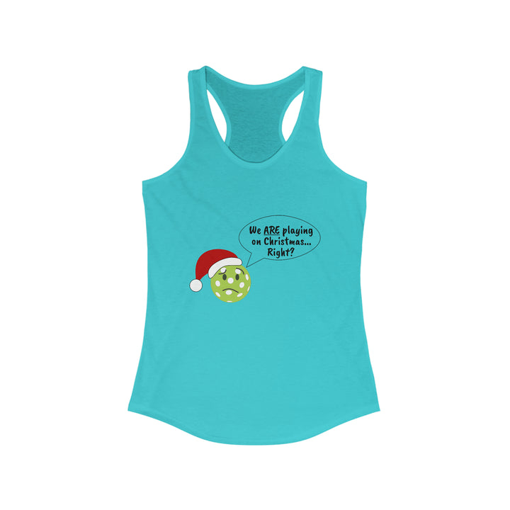 Pickleball Playing on Christmas Women's Racerback Tank - Great Pickleball Stuff