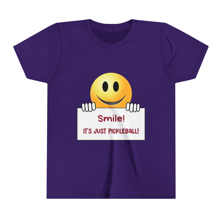 Smile It's Just Pickleball Youth T-Shirt - Great Pickleball Stuff