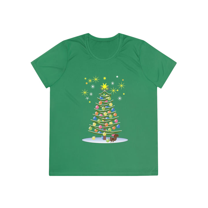 Pickleball Christmas Tree Women's Moisture-Wicking T-Shirt - Great Pickleball Stuff