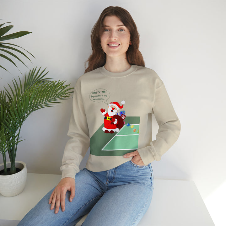 Pickleball Late Santa Unisex Crewneck Sweatshirt - Great Pickleball Stuff