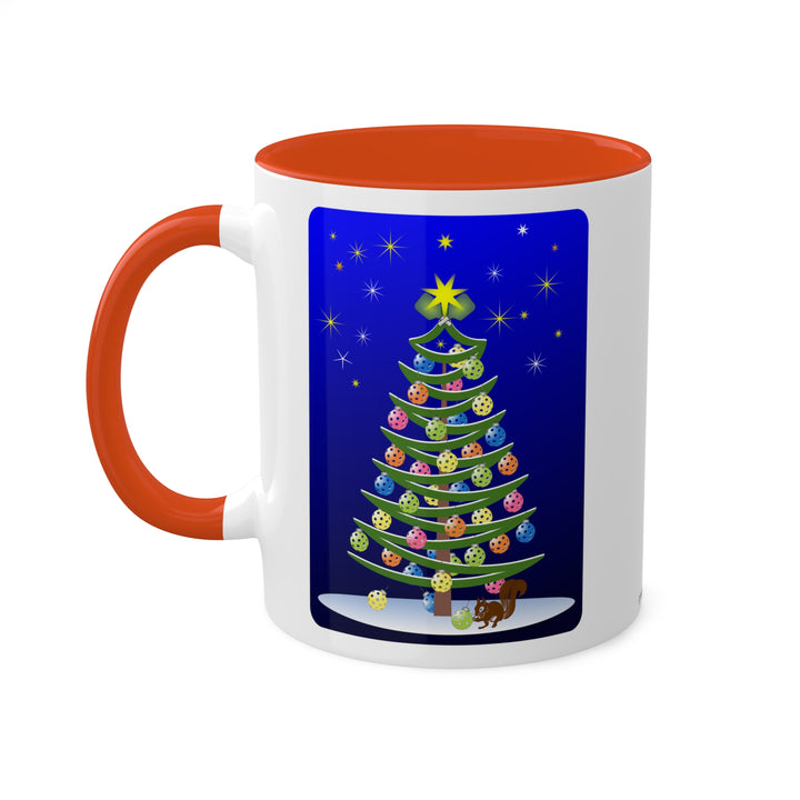 Pickleball Christmas Tree Coffee Mug-Dark Sky - Great Pickleball Stuff