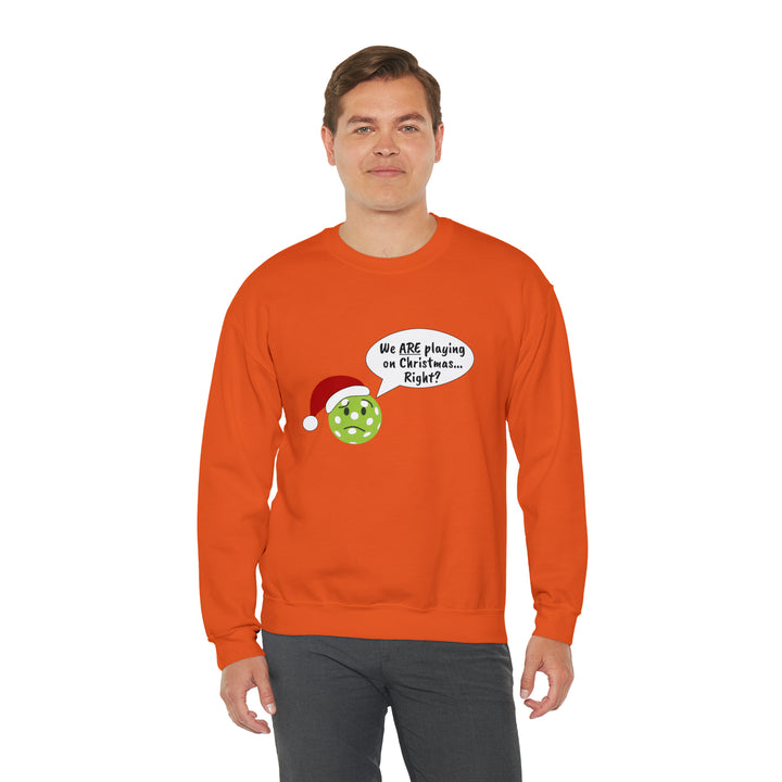 Pickleball Playing on Christmas Unisex Crewneck Sweatshirt - Great Pickleball Stuff