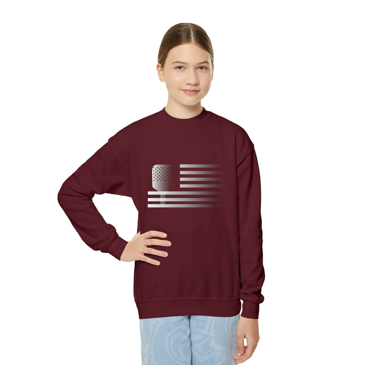 Paddle Flag Youth Crewneck Sweatshirt - Great Pickleball Stuff