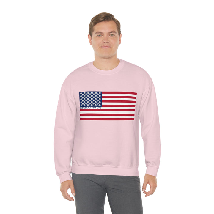 Pickleball for Life Flag Unisex Crewneck Sweatshirt - Great Pickleball Stuff