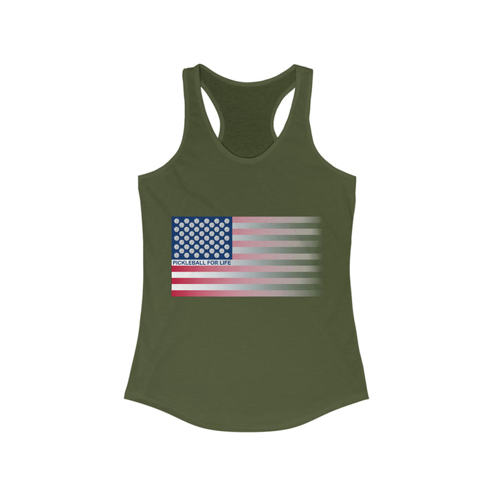 Pickleball for Life Flag (Faded) Women's Racerback Tank - Great Pickleball Stuff