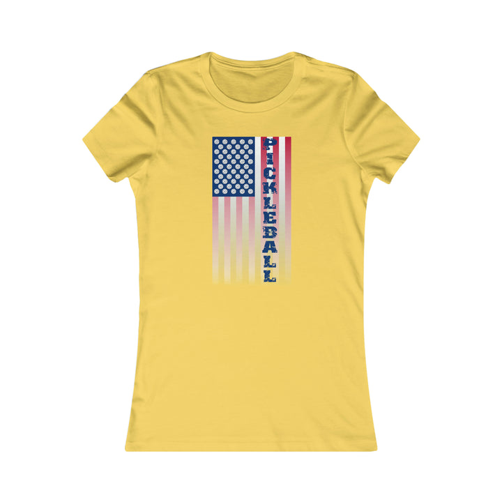 Pickleball Flag Vertical-2 (Faded) Women's Slim-Fit Premium Cotton T-Shirt - Great Pickleball Stuff