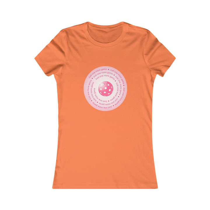 Just One More Game-Pink Women's Slim-Fit Premium Cotton T-Shirt - Great Pickleball Stuff