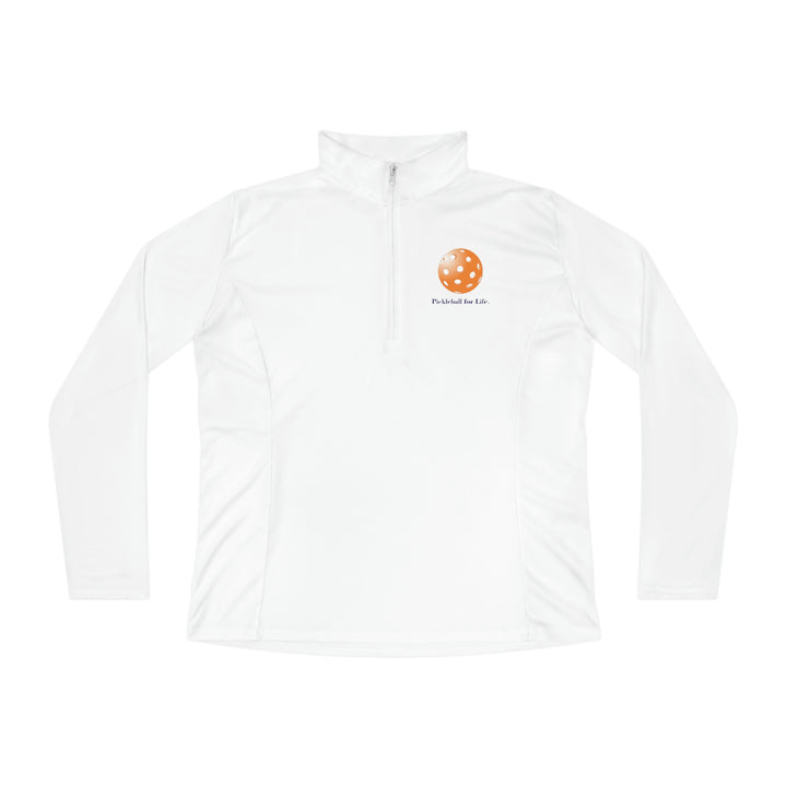 Pickleball for Life-Orange Women's Moisture-Wicking Quarter-Zip Pullover - Great Pickleball Stuff