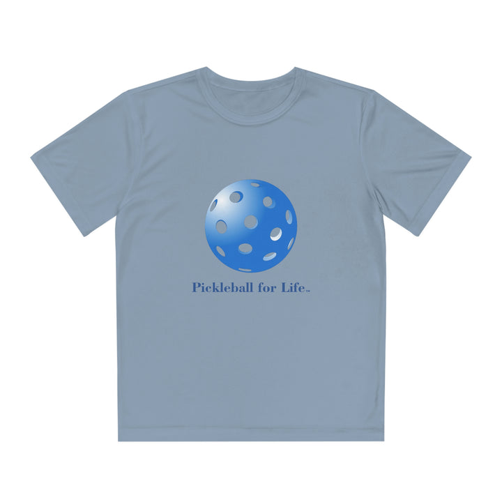 Pickleball for Life-Blue Youth Moisture-Wicking T-Shirt - Great Pickleball Stuff