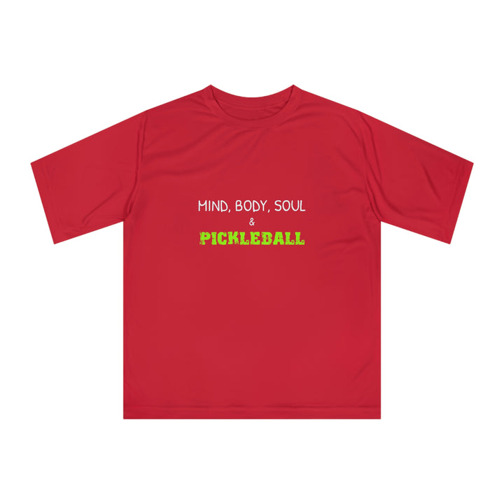 Mind, Body, Soul & Pickleball Unisex Moisture-Wicking T-Shirt - Great Pickleball Stuff