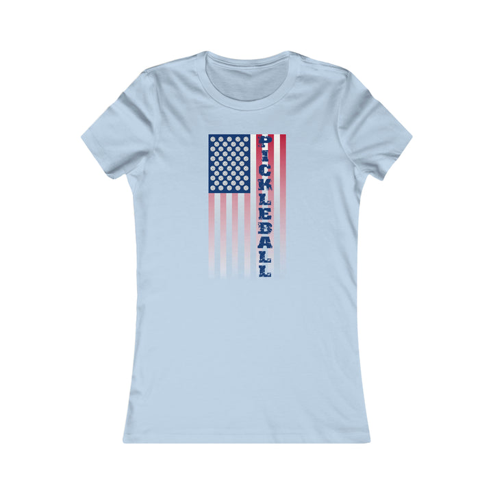 Pickleball Flag Vertical-2 (Faded) Women's Slim-Fit Premium Cotton T-Shirt - Great Pickleball Stuff