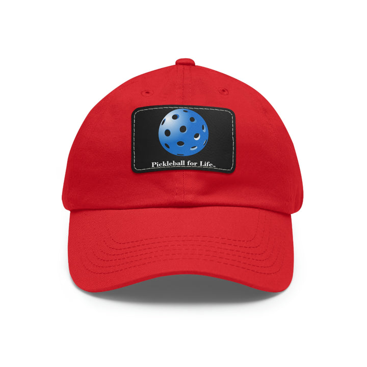 Pickleball for Life-Blue Baseball Cap with Leather Patch - Great Pickleball Stuff