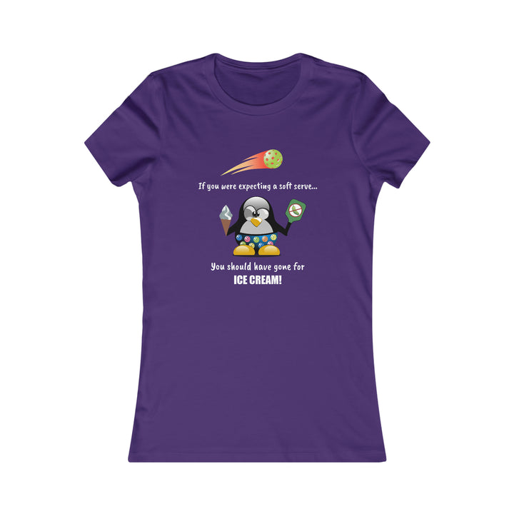 If You Were Expecting a Soft Serve, You Should Have Gone for Ice Cream-Penguin Women's Slim-Fit Premium Cotton T-Shirt - Great Pickleball Stuff