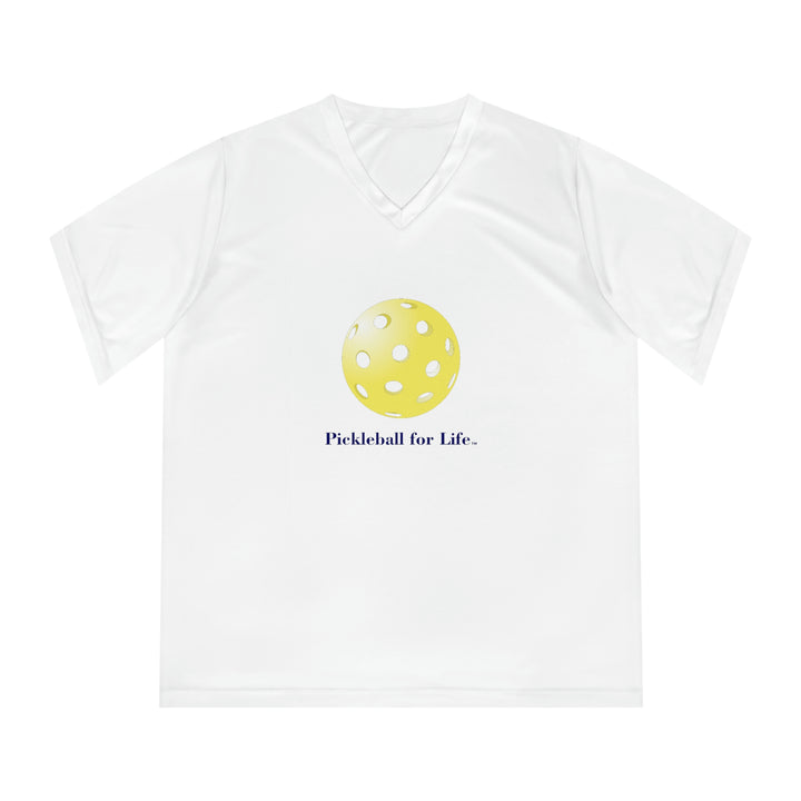 Pickleball for Life-Yellow Women's Moisture-Wicking V-Neck T-Shirt - Great Pickleball Stuff