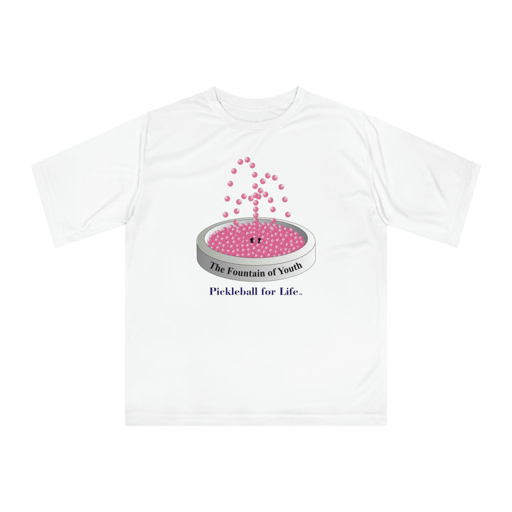 The Pickleball Fountain-Pink Unisex Moisture-Wicking T-Shirt - Great Pickleball Stuff