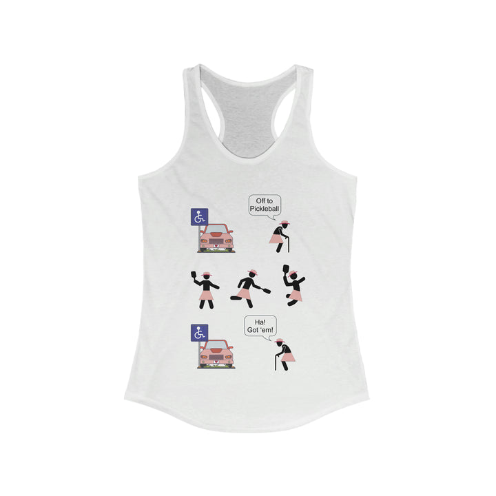 Got'em! (Old Woman) Women's Racerback Tank - Great Pickleball Stuff