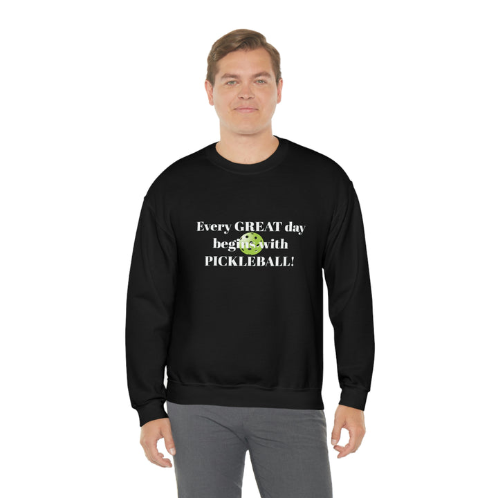 Every Great Day Begins with Pickleball! Unisex Crewneck Sweatshirt - Great Pickleball Stuff