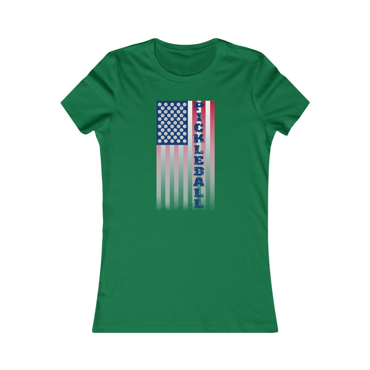 Pickleball Flag Vertical-2 (Faded) Women's Slim-Fit Premium Cotton T-Shirt - Great Pickleball Stuff