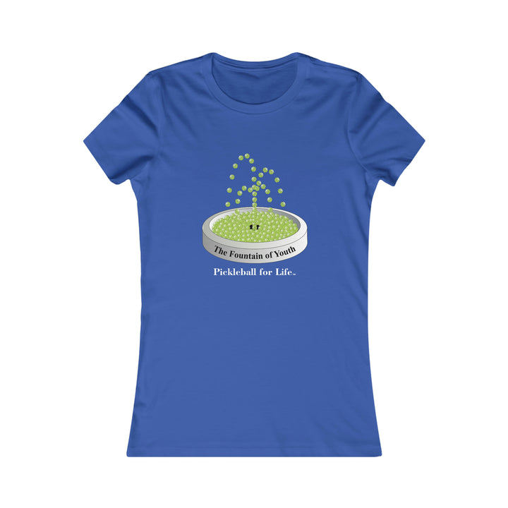 The Pickleball Fountain-Green Women's Slim-Fit Premium Cotton T-Shirt - Great Pickleball Stuff