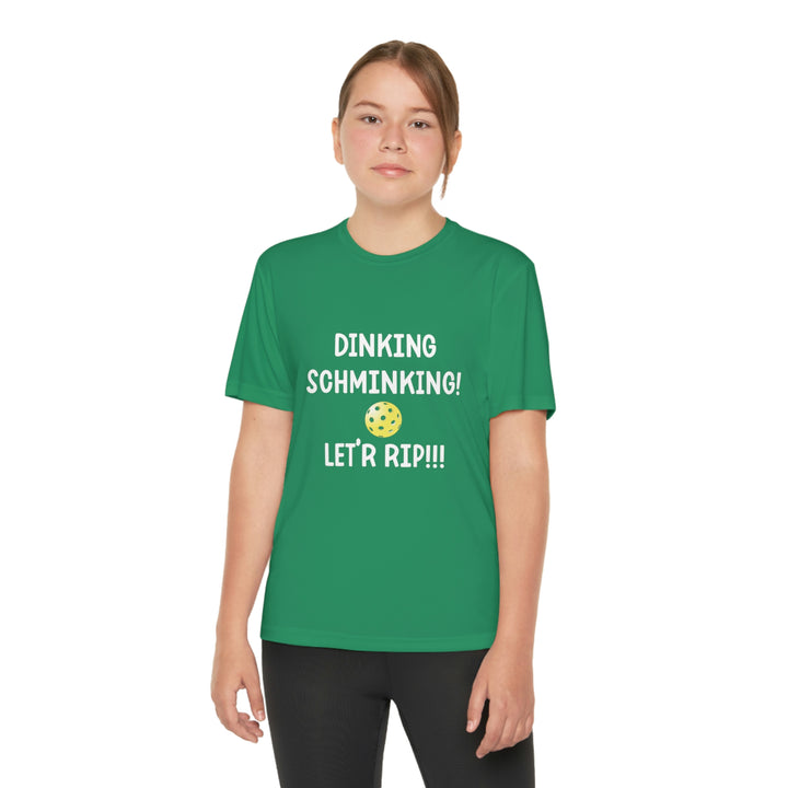 Dinking Schminking Youth Moisture-Wicking T-Shirt - Great Pickleball Stuff