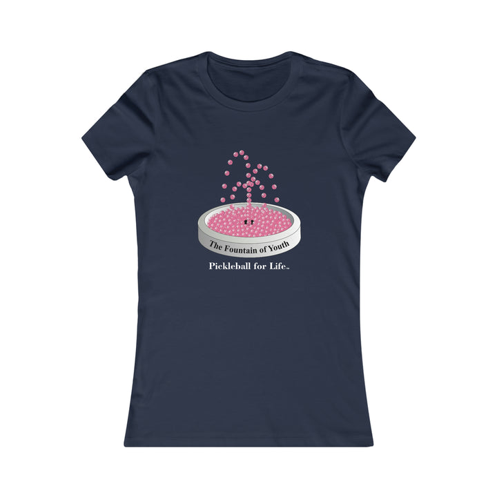 The Pickleball Fountain-Pink Women's Slim-Fit Premium Cotton T-Shirt - Great Pickleball Stuff