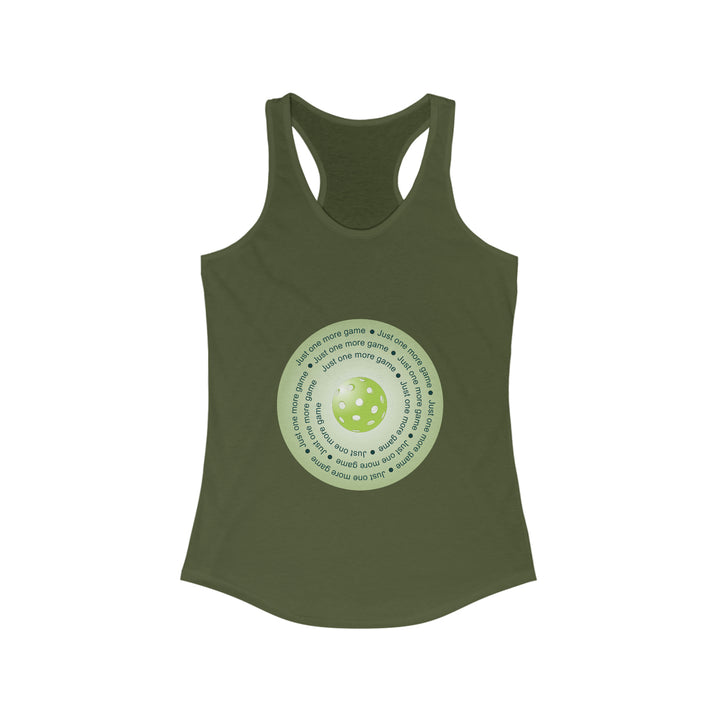 Just One More Game-Green Women's Racerback Tank - Great Pickleball Stuff