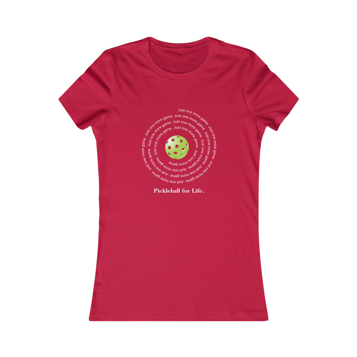 Just One More Game-Spiral Women's Slim-Fit Premium Cotton T-Shirt - Great Pickleball Stuff