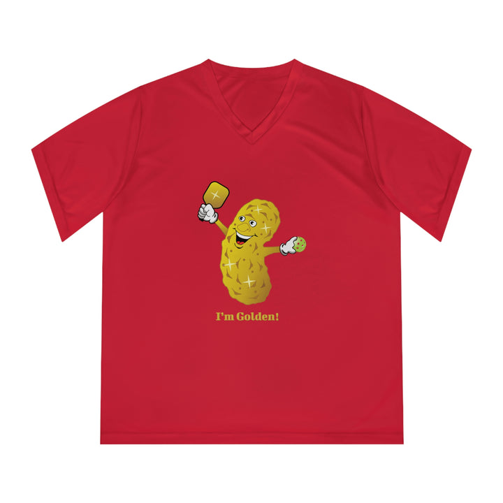 I'm Golden! Women's Moisture-Wicking V-Neck T-Shirt - Great Pickleball Stuff