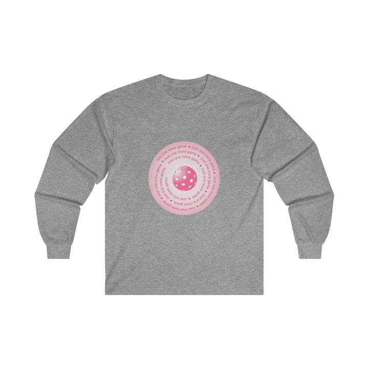 Just One More Game-Pink Ultra Cotton Long Sleeve Tee - Great Pickleball Stuff