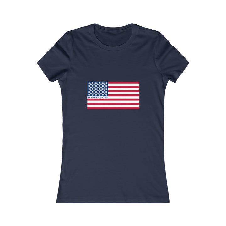 Pickleball for Life Flag Women's Slim-Fit Premium Cotton T-Shirt - Great Pickleball Stuff