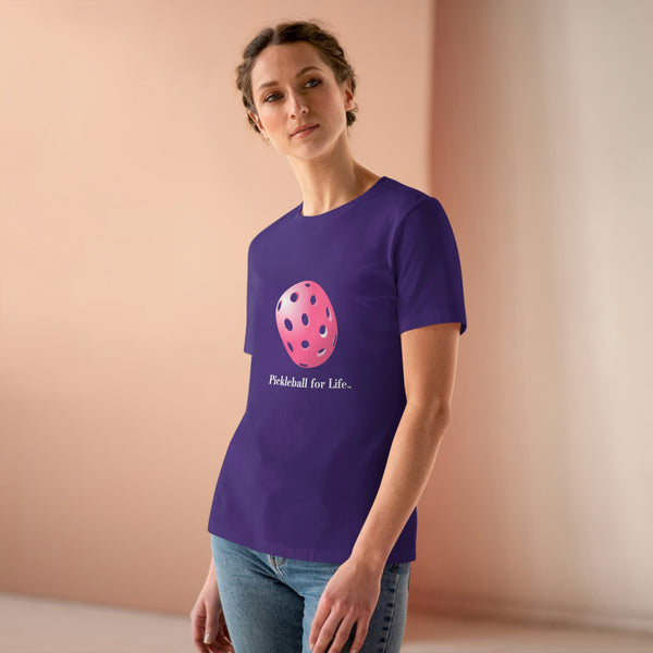 Pickleball for Life-Pink Women's Relaxed-Fit T-shirt - Great Pickleball Stuff