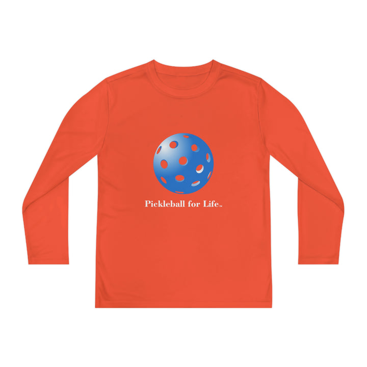 Pickleball for Life-Blue Youth Long Sleeve Moisture-Wicking T-Shirt - Great Pickleball Stuff