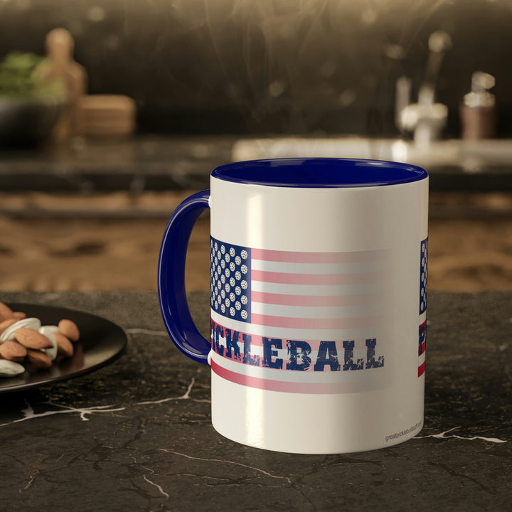 Pickleball Flag-Faded Coffee Mug-Great Pickleball Stuff