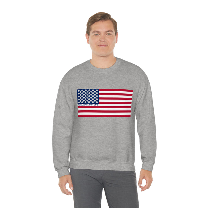 Pickleball for Life Flag Unisex Crewneck Sweatshirt - Great Pickleball Stuff