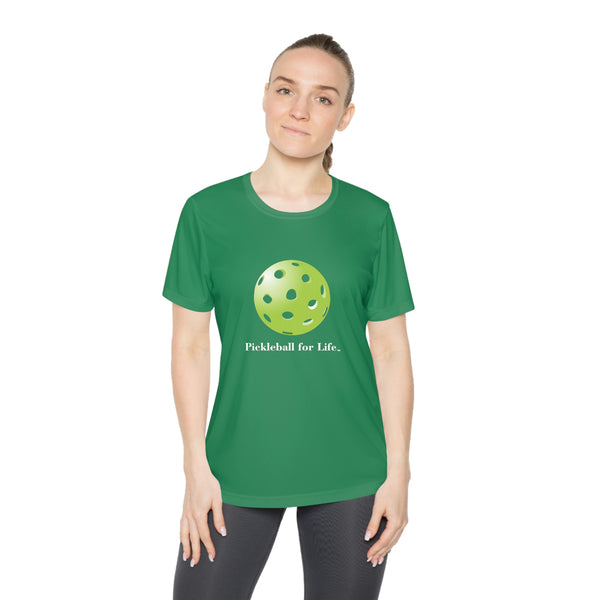 Pickleball for Life-Green Women's Moisture-Wicking T-Shirt - Great Pickleball Stuff