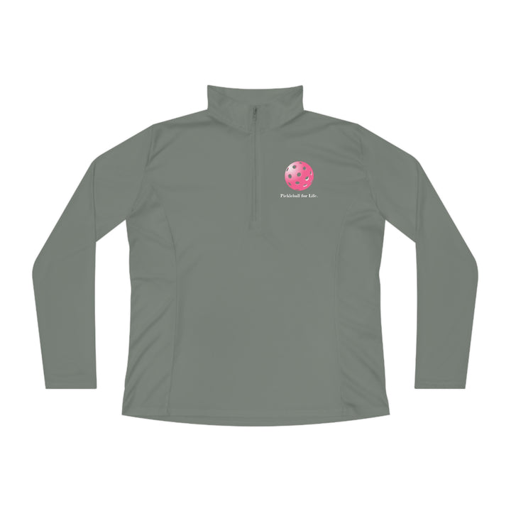 Pickleball for Life-Pink Women's Moisture-Wicking Quarter-Zip Pullover - Great Pickleball Stuff