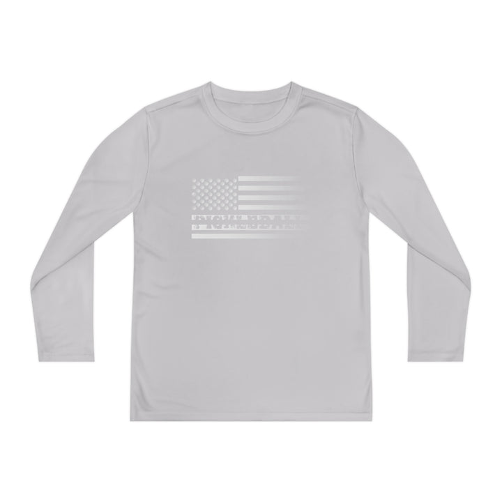 Pickleball Flag Transparent (Faded) Youth Long Sleeve Moisture-Wicking T-Shirt - Great Pickleball Stuff