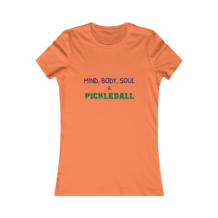 Mind, Body, Soul & Pickleball Women's Slim-Fit Premium Cotton T-Shirt - Great Pickleball Stuff