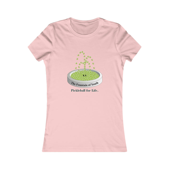 The Pickleball Fountain-Green Women's Slim-Fit Premium Cotton T-Shirt - Great Pickleball Stuff