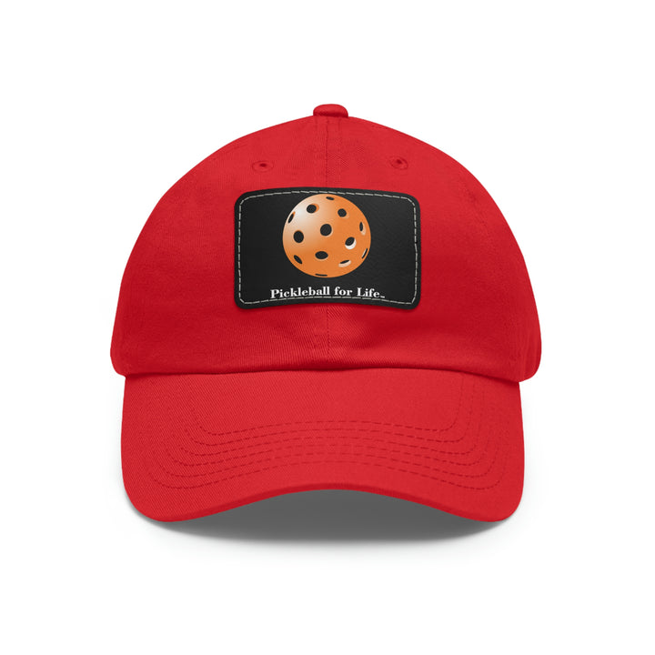 Pickleball for Life-Orange Pickleball Cap with Leather Patch - Great Pickleball Stuff