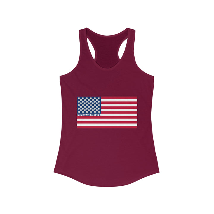 Pickleball for Life Flag Women's Racerback Tank - Great Pickleball Stuff