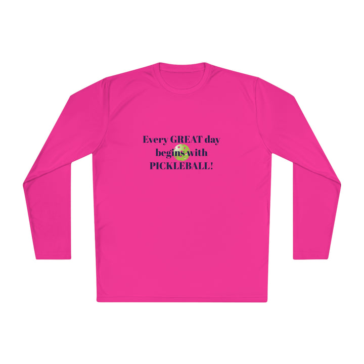 Every Great Day Begins with Pickleball! Unisex Moisture-Wicking Long Sleeve Tee - Great Pickleball Stuff